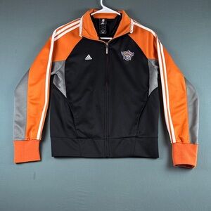 Phoenix Suns Adidas Zip up. Black and Orange Jacket with Gray and White Accents